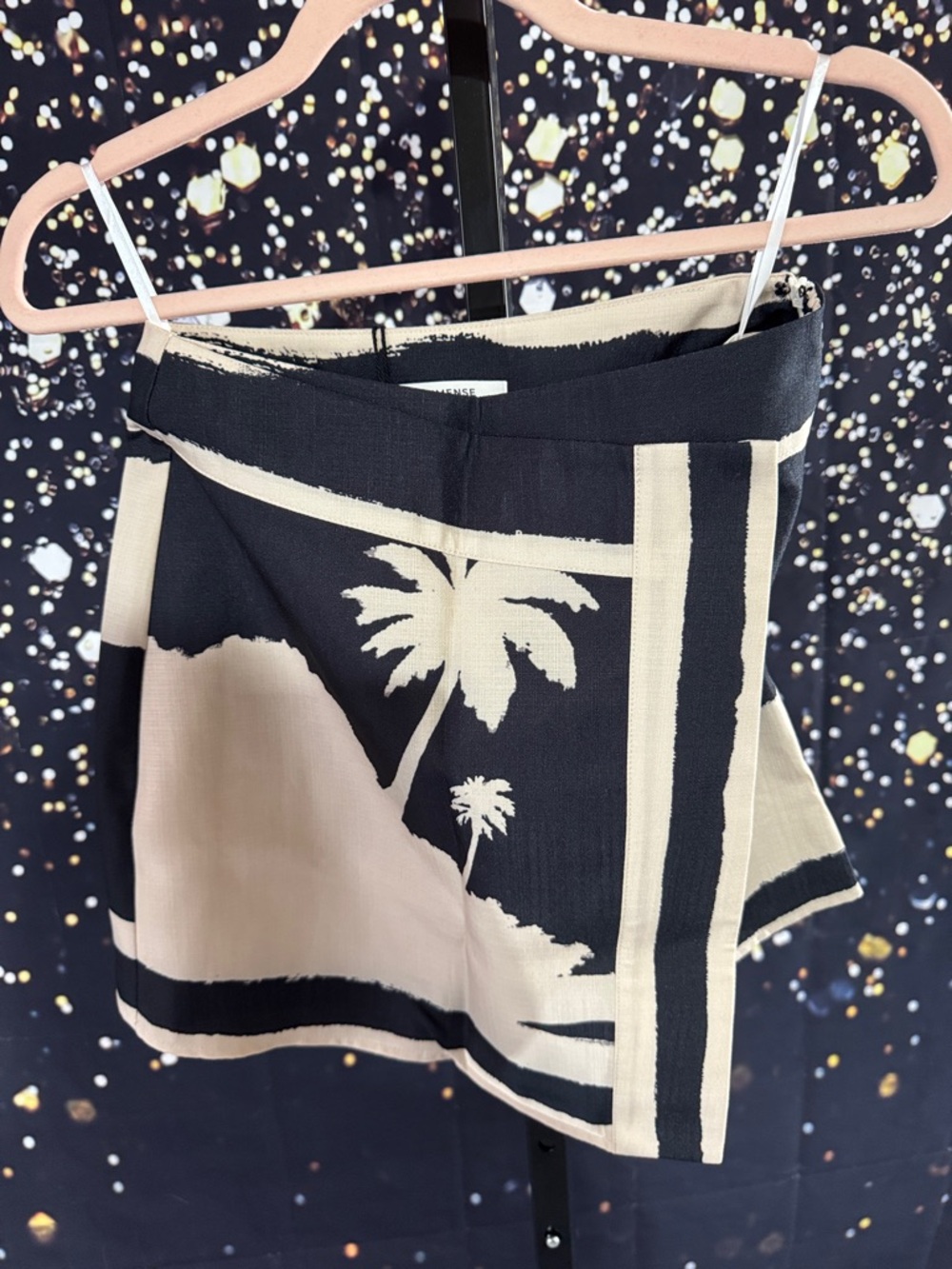 Commense Wrap Black & Cream Palm-Print Skirt XS NWT